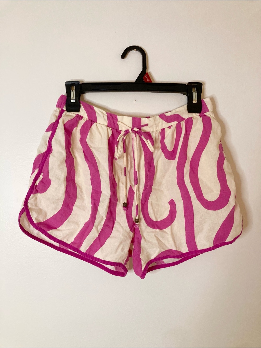 MNG Mango Linen Blend PJ Set Abstract Pink Wavy Stripe Pajama Loungewear XS 4 - Picture 7 of 11